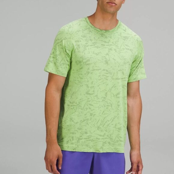 Lululemon Men’s L Metal Vent Tech Short Sleeve Tee Shirt Scream Green Camo Swirl - Picture 1 of 8